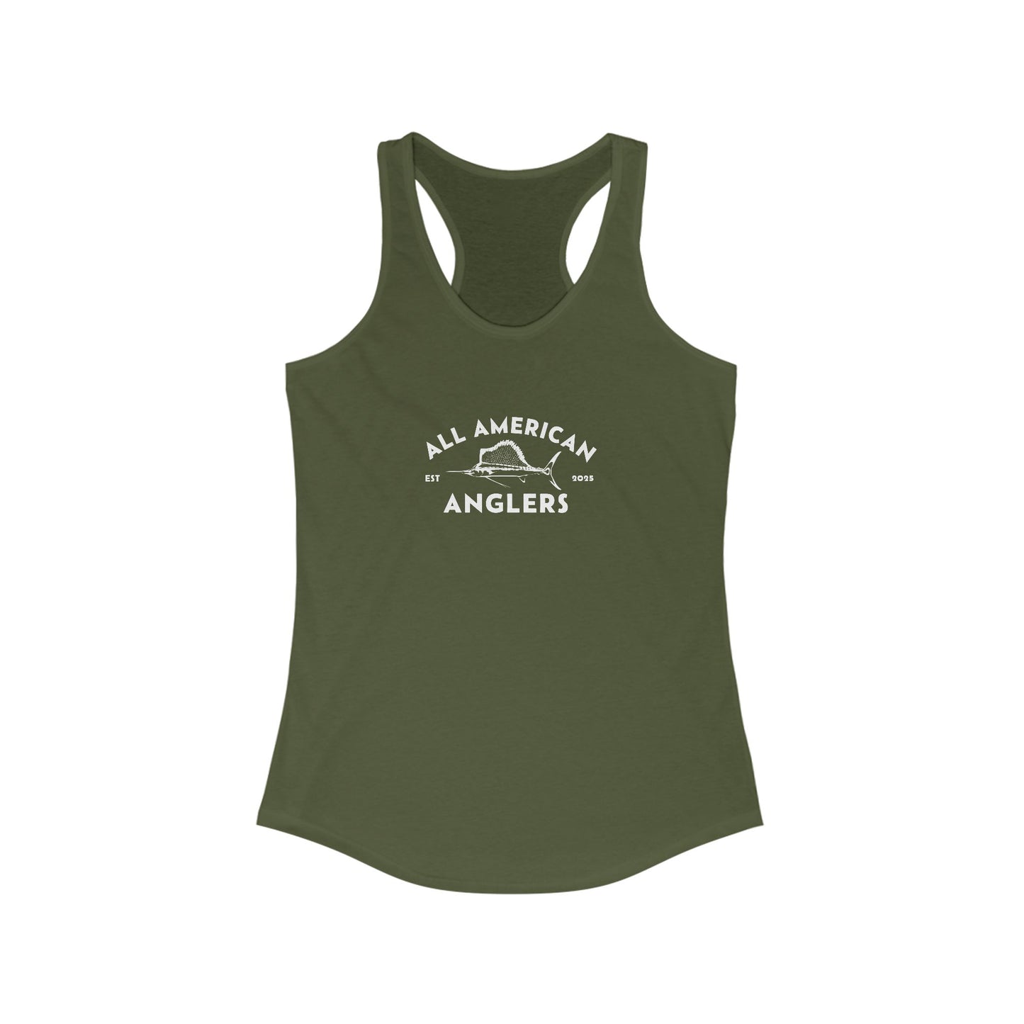 Women's Classic Fit Racerback Tank Top - White Logo
