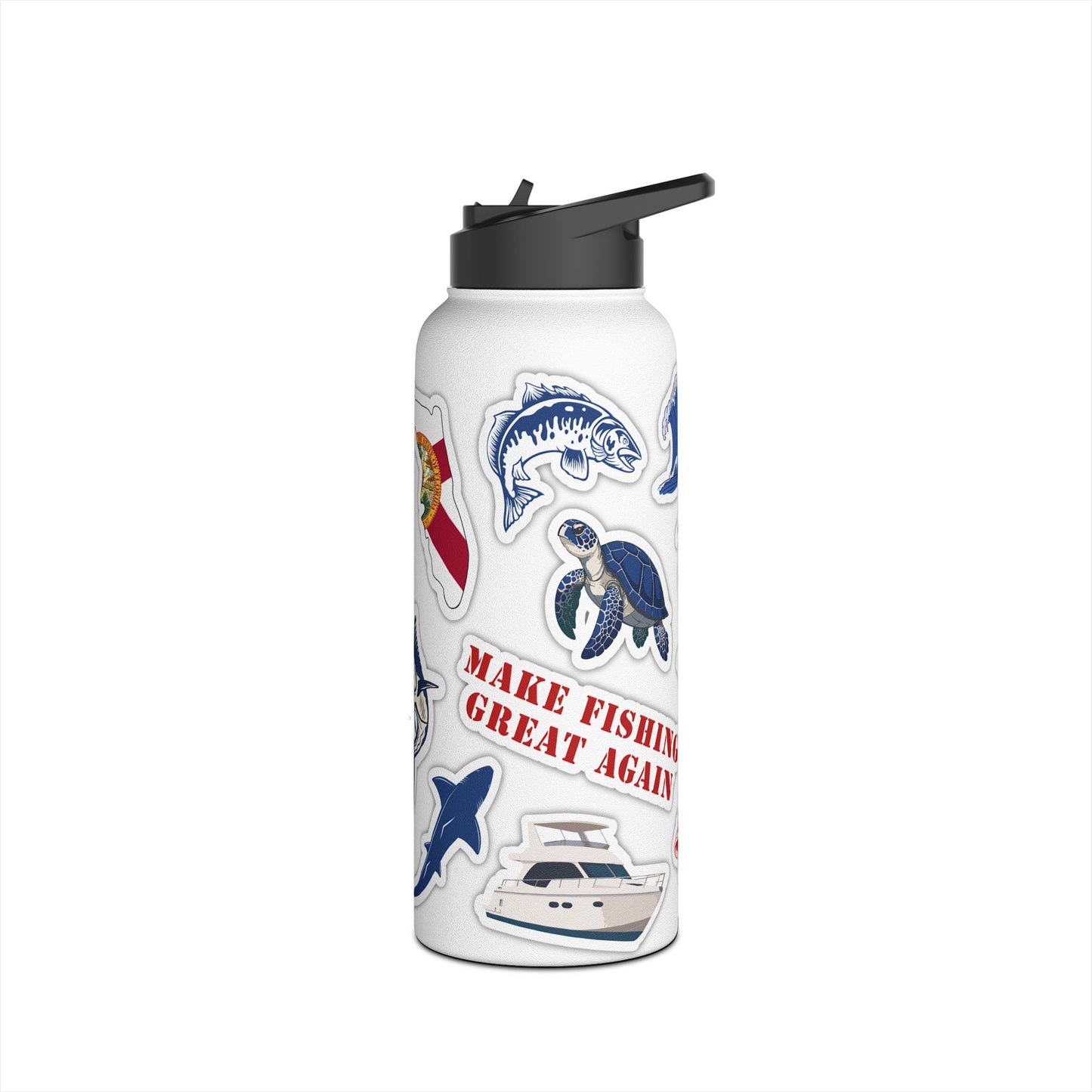 FL Sticker Decal White Steel Tumbler, 32oz